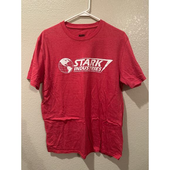 NWOT Disney Parks Marvel Stark Industries Ironman Spiderman Red Tee Shirt L - Picture 1 of 3